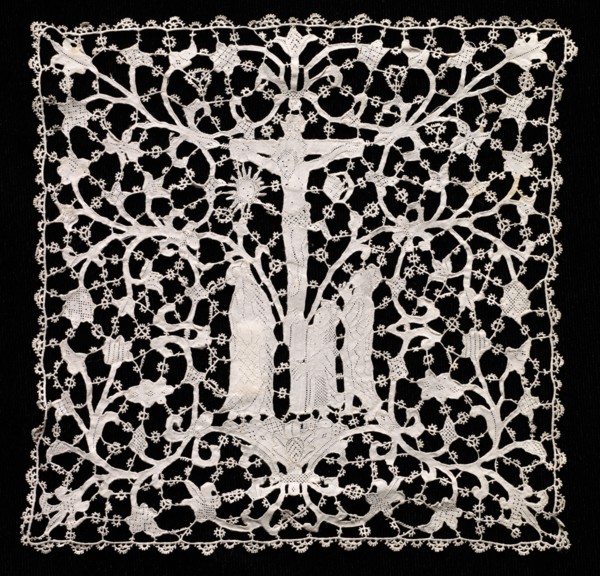 Needlepoint (Venetian Flat Point) Lace Ecclesiastical Square, 17th century. Italy, Venice, 17th