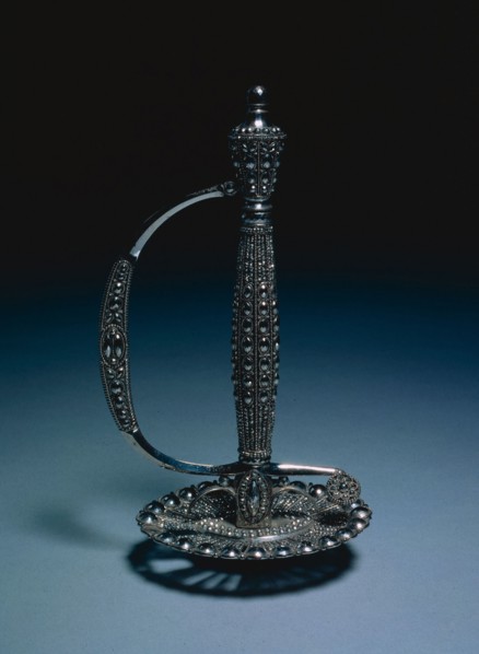 Hilt from a Court Sword, c. 1790-1800. England, late 18th Century. Polished steel, pierced and
