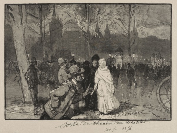 Sortie du Théâtre du Chatelet. Auguste Louis Lepère (French, 1849-1918). Wood engraving