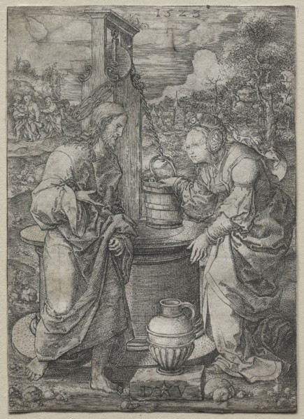 Christ and the Woman of Samaria, 1523. Dirk Vellert (Netherlandish, 1480/85-1547). Engraving