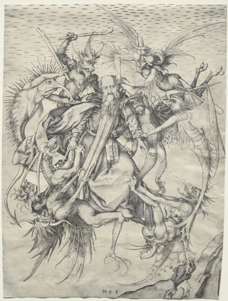 St. Anthony tormented by the Devils, 1400s. Martin Schongauer (German, c.1450-1491). Engraving;
