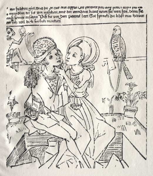 The Lovers, c. 1470. Germany, Swabia, 15th century. Woodcut