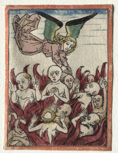 Purgatory, 1400s. Germany, 15th century. Woodcut