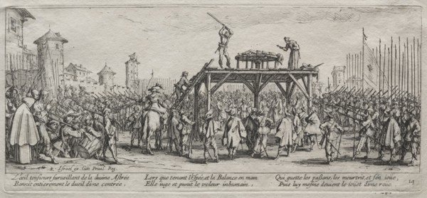 The Large Miseries of War:  Execution on the Wheel, 1633. Jacques Callot (French, 1592-1635).