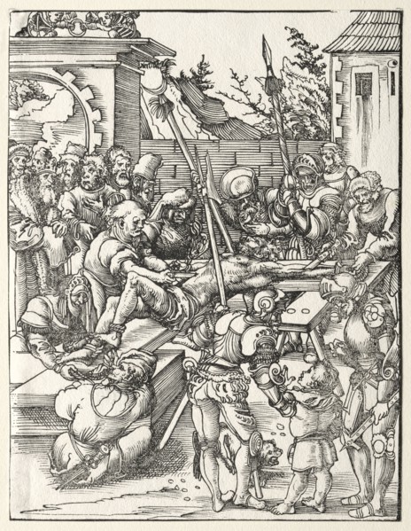 Martyrdom of St. Bartholomew. Lucas Cranach (German, 1472-1553). Woodcut