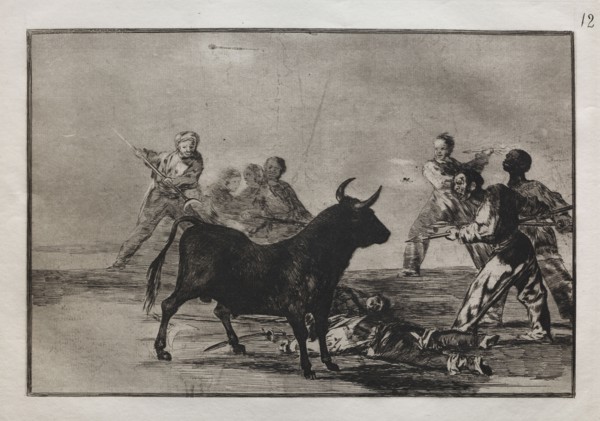 Bullfights:  The Rabble Hamstringing the Bull with Lances, Sickles, Banderillas and Other Arms,
