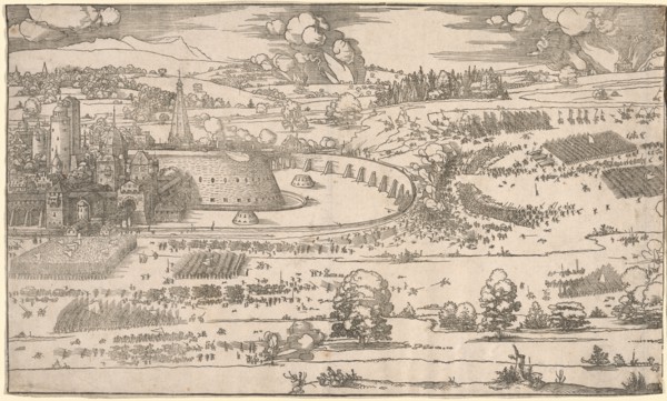 Siege of a Fortress:  Right Portion. Albrecht Dürer (German, 1471-1528). Woodcut