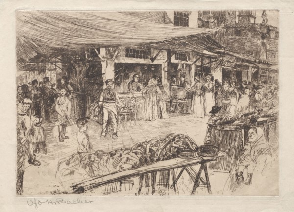 Old Market, Florence, 19th-20th century. Otto H. Bacher (American, 1856-1909). Etching