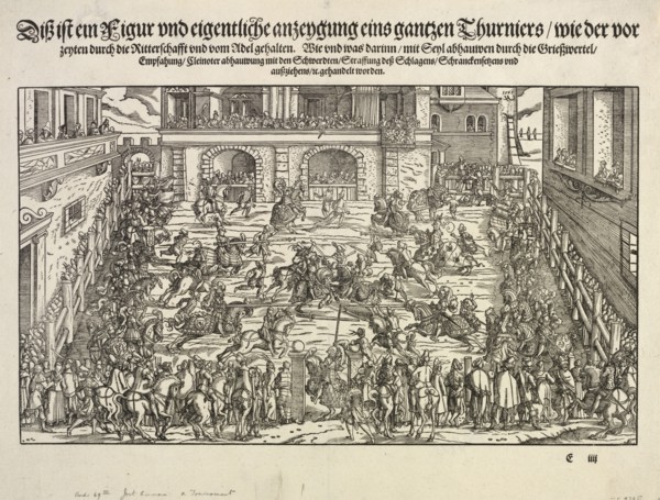 A Tournament, 1565. Josse Amman (Swiss, 1539-1591). Woodcut