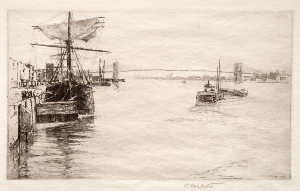 Brooklyn Bridge, 1888. Charles Adams Platt (American, 1861-1933). Etching