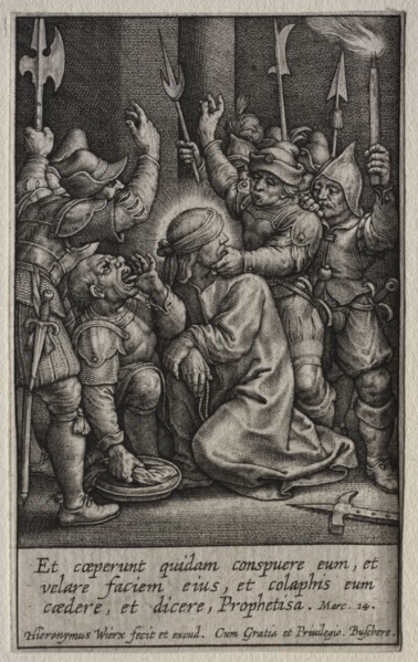 The Passion: The Mocking of Christ. Hieronymus Wierix (Flemish, 1553-1619). Engraving