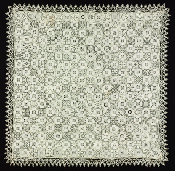 Cloth with Floral and Vegetal Patterns, 1560-1600. Italy, 16th century. Needle lace, filet/lacis