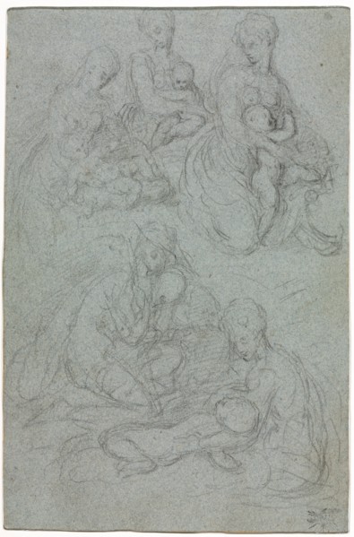 Sketches of Virgin and Child, second half 1500s. Giulio Campi (Italian, c. 1500-1572). Black chalk;