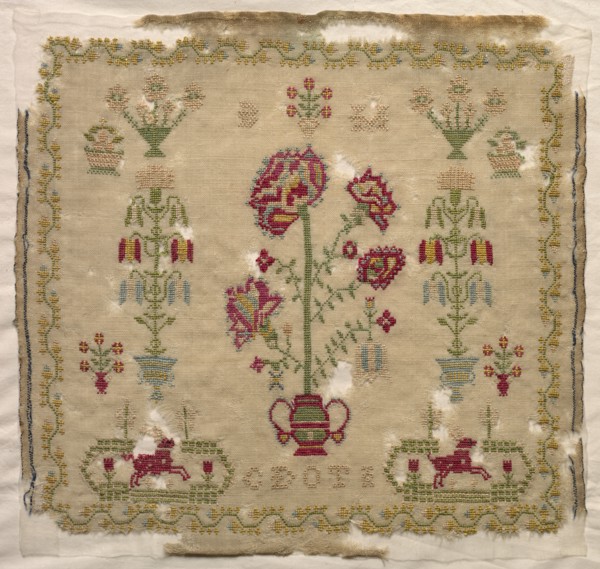 Sampler, early 1800s. England, early 19th century. Embroidery on wool ground; overall: 32.4 x 34.3