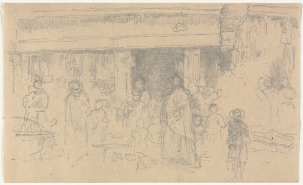 Shops at Chester. James McNeill Whistler (American, 1834-1903). Pencil
