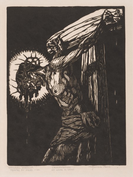 Crucifixion. Augustin Kolb (German, 1859-1942). Woodcut