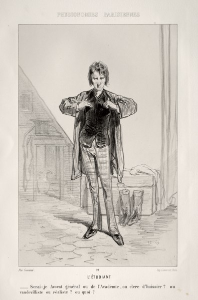 L'Étudiant. Paul Gavarni (French, 1804-1866). Lithograph