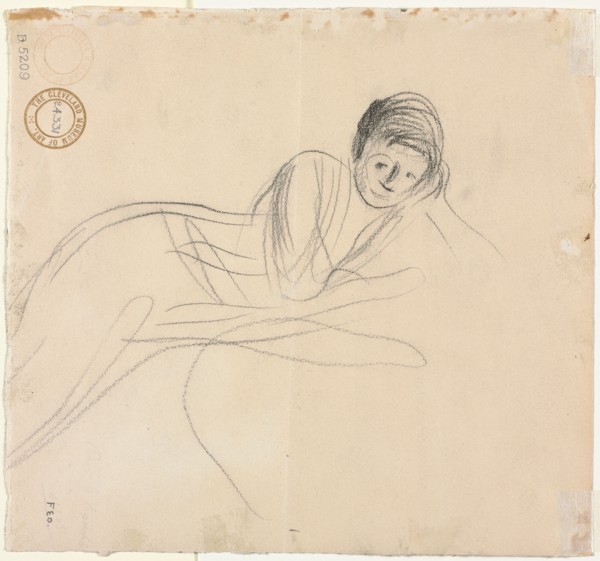 Reclining Woman, 1915. Jean Louis Forain (French, 1852-1931). Black crayon?; sheet: 19.1 x 20.5 cm