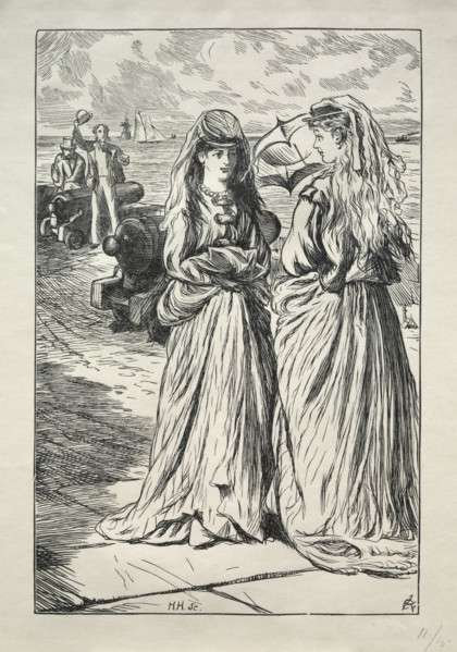 Lady Nelly - the Flirt, 1865. Charles Samuel Keene (British, 1823-1891). Wood engraving