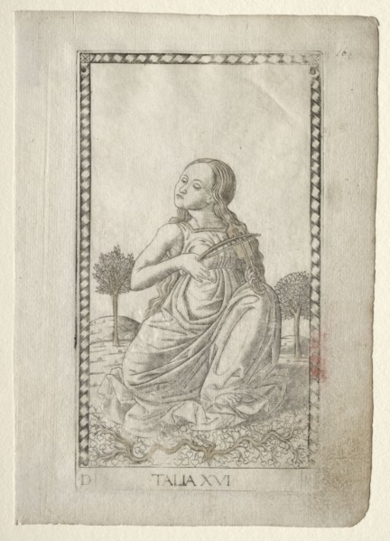 Thalia (comedy, pastoral poetry) (from the Tarocchi series D:  Apollo and the Muses, #16), before