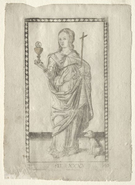 Faith (from the Tarocchi, series B: Cosmic Principles & Virtues, #40), before 1467. Master of the