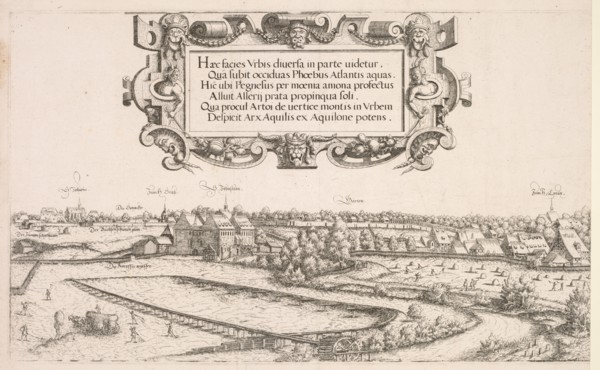 Panoramic View of Nuremberg:  Left Portion, 1552. Hanns Lautensack (German, 1524-1566). Etching