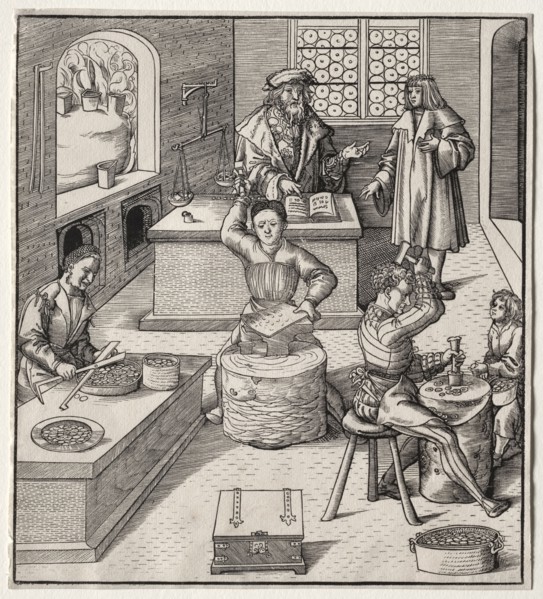 Young Maximilian in the Mint. Leonhard Beck (German, c. 1480-1542). Woodcut