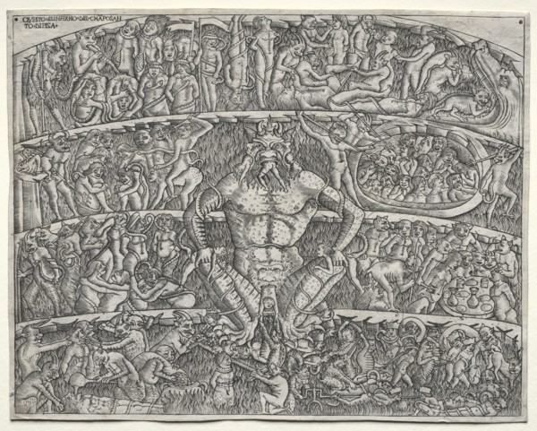 The Inferno According to Dante, after the Fresco in the Campo Santo at Pisa, 1400s. Italy, 15th