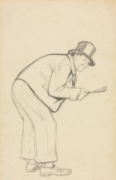 Study for "A Woman Hater". Charles Samuel Keene (British, 1823-1891). Graphite; sheet: 18 x 11.7 cm
