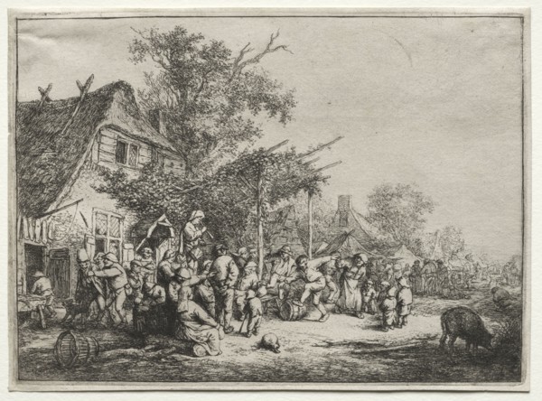 Festival Under the Trellis. Adriaen van Ostade (Dutch, 1610-1684). Etching