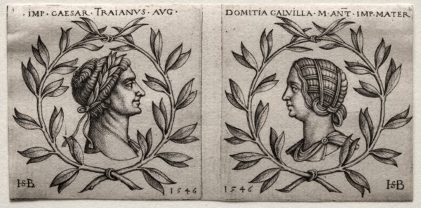 Busts of Emperor Trajan and Domitia Calvilla, 1546. Hans Sebald Beham (German, 1500-1550).