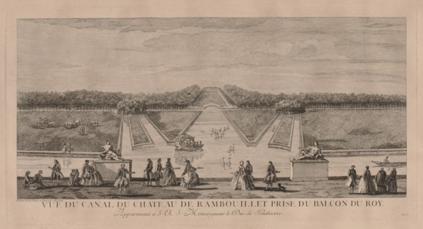 The Chateau from the Canal at Rambouillet. Jacques Rigaud (French, 1681-1754). Engraving