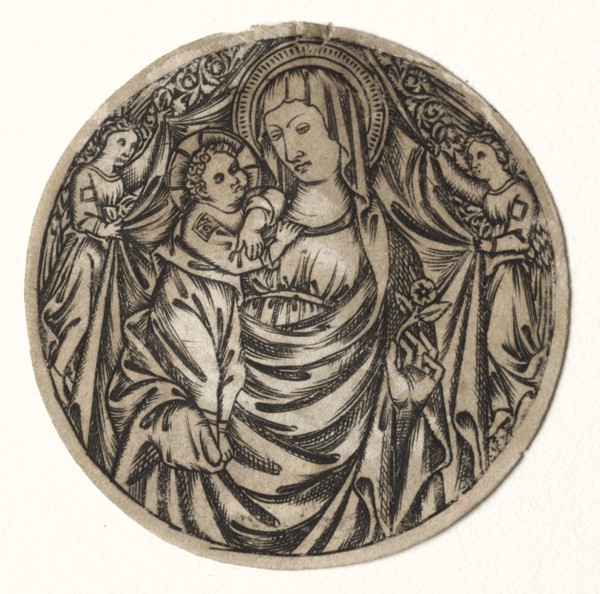 Virgin and Child with Two Angels, 1400s(?). Italy, 15th century (?). Engraving