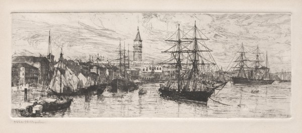 Shipping and the Ducal Palace, 1888. Otto H. Bacher (American, 1856-1909). Etching