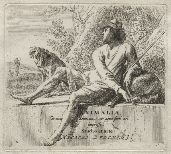 Shepherd and Dog. Nicolaes Berchem (Dutch, 1620-1683). Etching