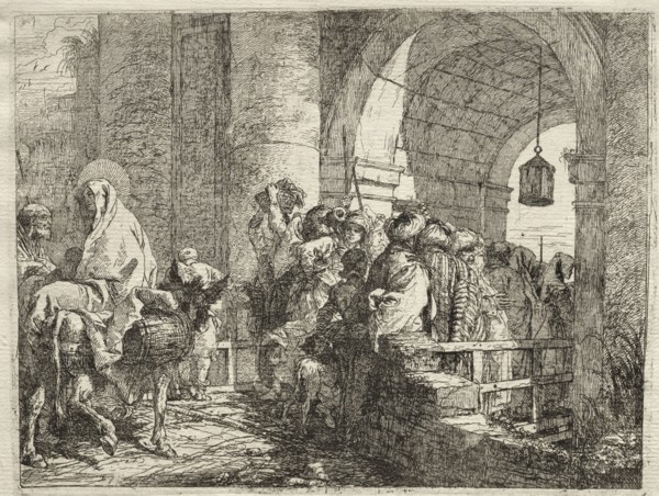 Flight into Egypt:  The Holy Family Passing under an Arch. Giovanni Domenico Tiepolo (Italian,
