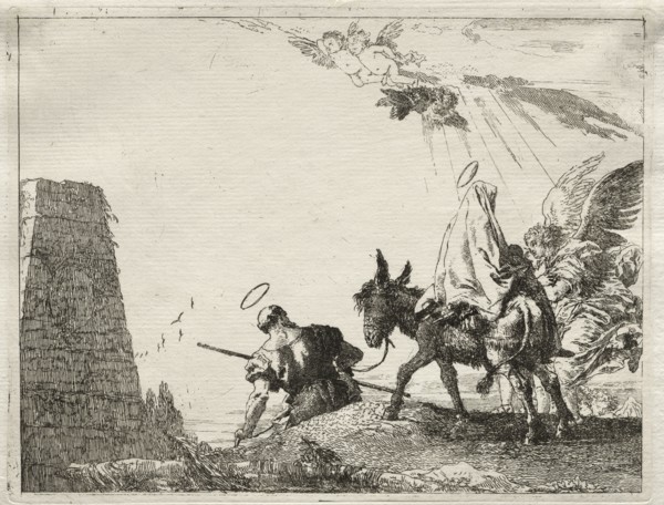 Flight into Egypt:  The Holy Family Passing near a Pyramid. Giovanni Domenico Tiepolo (Italian,