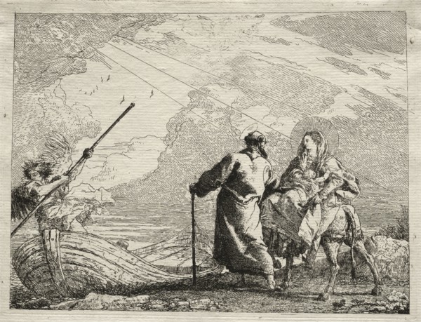 Flight into Egypt:  The Holy Family Arriving at the Bank of the River. Giovanni Domenico Tiepolo
