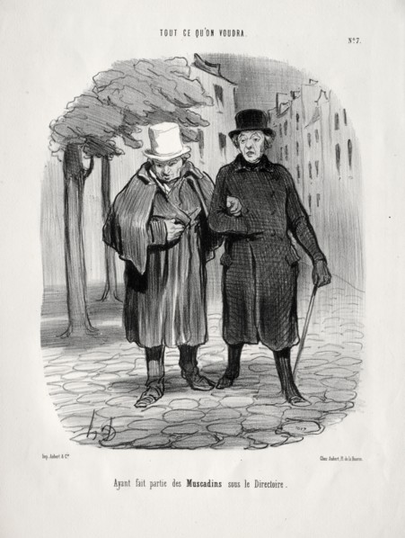 published in le Charivari (13 June 1847): What you will, plate 7:  Having taken the part of dandies