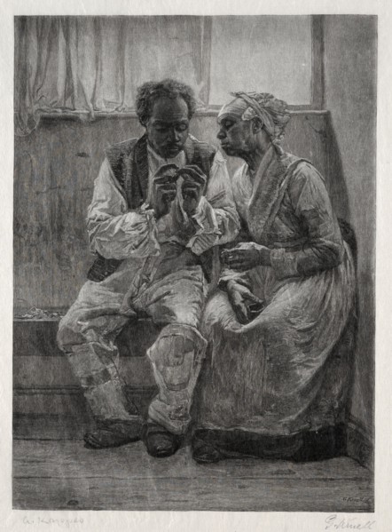 Rent Day, 1887. Gustav Kruell (American, 1843-1907). Wood engraving