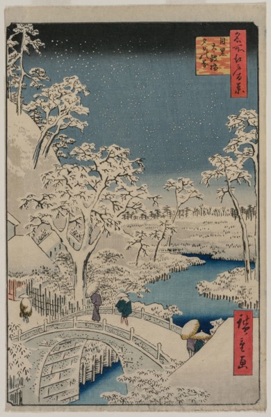 Picture of Twilight at the Drum Bridge in Meguro (from the series 100 Views of Famous Places in