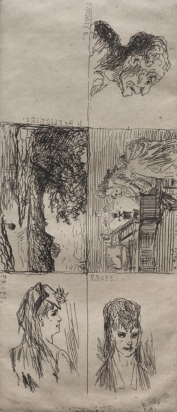 Five Studies. Honoré Daumier (French, 1808-1879). Etching