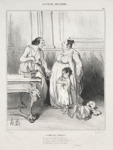 published in le Charivari (no. du 23 décembre 1842): Ancient History, plate 46: The Mother of the