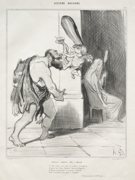 published in le Charivari (no du 18 septembre 1842): Ancient History, plate 25: Hercules Subdued by