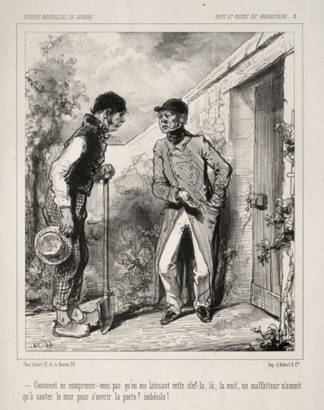 Faite et Gestes du Propriétaire. Paul Gavarni (French, 1804-1866). Lithograph