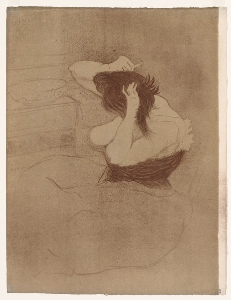 Elles: Woman Combing Her Hair, 1896. Henri de Toulouse-Lautrec (French, 1864-1901). Color