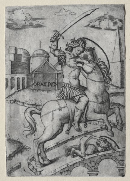 Horatius Cocles Defending the Sublician Bridge. Marcantonio Raimondi (Italian, 1470/82-1527/34).