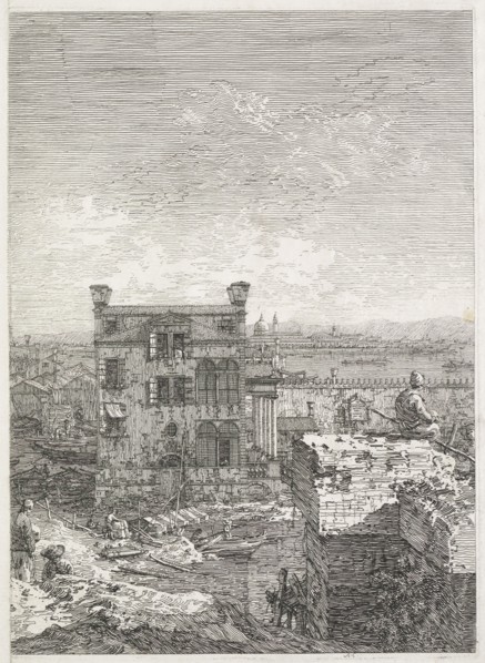 Views:  A House Surrounded by Six Columns, 1735-1746. Antonio Canaletto (Italian, 1697-1768).