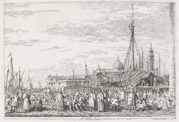 Views:  The Market on the Molo, 1735-1746. Antonio Canaletto (Italian, 1697-1768). Etching;