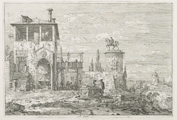 Views:  The Equestrian Monument, 1735-1746. Antonio Canaletto (Italian, 1697-1768). Etching